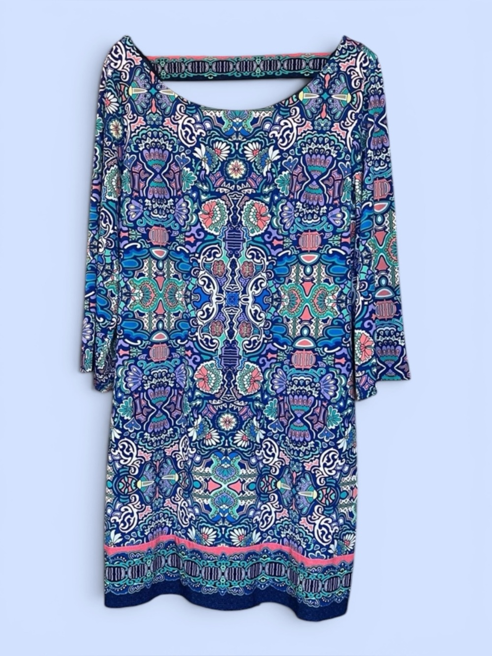 Laundry by Shelli Segal Print Dress Sz L Moroccan Design‎ Pattern Like New